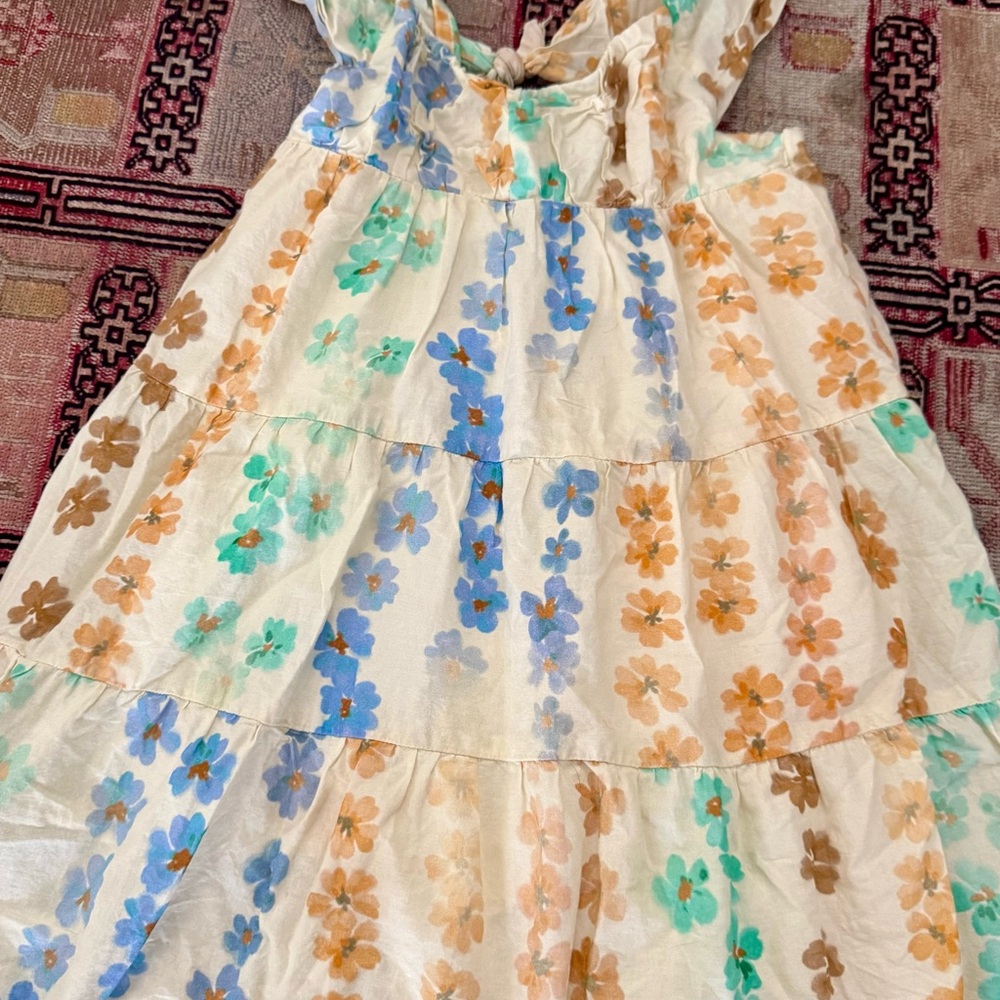 Kids Zara Gold and Blue Sundress with Spaghetti Straps